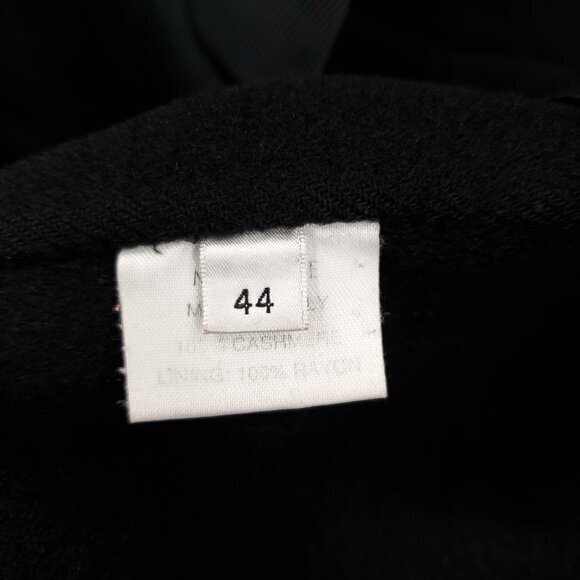 Marlowe 100% Cashmere Gathered Sleeve Minimal Peacoat 10 US/44 IT Black - Picture 5 of 15